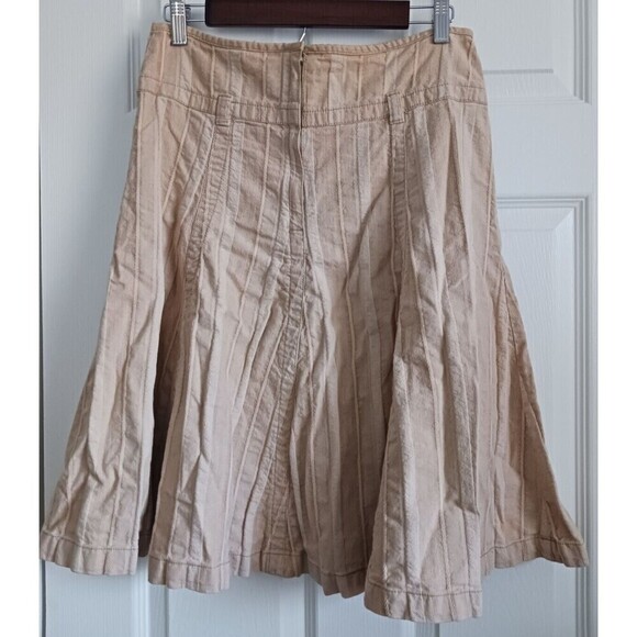 Newport News Midi Skirt A-Line Knee Length Beige Size 8 - Picture 2 of 4